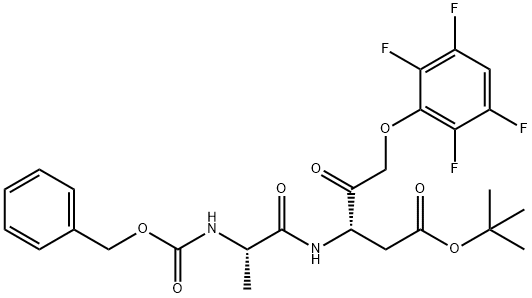 Pentanoic acid, 4-oxo-3-[[(2S)-1-oxo-2-[[(phenylMethoxy)carbonyl]aMino]propyl]aMino]-5-(2,3,5,6-tetrafluorophenoxy)-, 1,1-diMethylethyl ester, (3S)- Structure