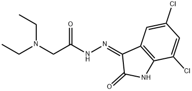Glycine, N,N-diethyl-, (5,7-dichloro-1,2-dihydro-2-oxo-3H-indol-3-ylid ene)hydrazide, (Z)- 化学構造式