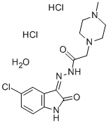 1-Piperazineacetic acid, 4-methyl-, (5-chloro-2-oxo-3-indolinylidene)h ydrazide, dihydrochloride, hydrate, (Z)- Structure