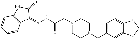 1-Piperazineacetic acid, 4-piperonyl-, (2-oxo-3-indolinylidene)hydrazi de (Z)- Structure