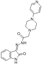 1-Piperazineacetic acid, 4-(4-pyridinyl)-, (1,2-dihydro-2-oxo-3H-indol -3-ylidene)hydrazide,86889-04-5,结构式