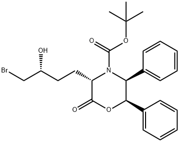 (3S,5S,6R)-3-[(3R)-4-BroMo-3-hydroxybutyl]-2-oxo-5,6-diphenyl-4-Morpholinecarboxylic Acid tert-Butyl Ester, 869111-53-5, 结构式