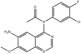 N-(3-氯-4-氟苯基)-N-(7-甲氧基-6-硝基喹唑啉-4-基)乙酰胺, 869199-62-2, 结构式