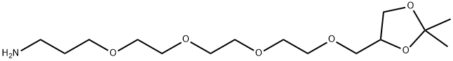 1-(2,2-二甲基-1,3-二氧杂环戊烷-4-基)-2,5,8,11-四氧杂十四烷-14-胺, 869308-42-9, 结构式
