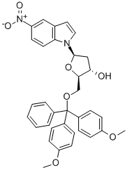 1-(5-O-(DIMETHOXYTRITYL)-BETA-D-2-DEOXYRIBOFURANOSYL)-5-NITROINDOLE 化学構造式