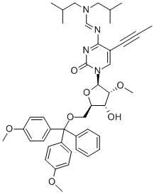 N4-(DIISOBUTYLAMINOMETHYLIDENE)-5'-O-(DIMETHOXYTRITYL)-5-(1-PROPYNYL)-2'-O-METHYLCYTIDINE 化学構造式