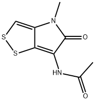 N-(4,5-ジヒドロ-4-メチル-5-オキソ-1,2-ジチオロ[4,3-b]ピロール-6-イル)アセトアミド 化学構造式