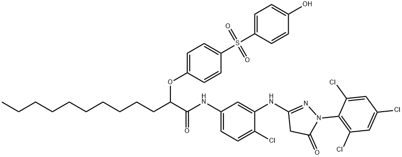 N-[4-chloro-3-[[4,5-dihydro-5-oxo-1-(2,4,6-trichlorophenyl)-1H-pyrazol-3-yl]amino]phenyl]-2-[4-[(4-hydroxyphenyl)sulphonyl]phenoxy]dodecanamide Structure