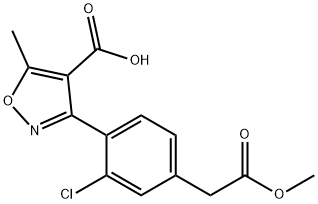 4-Isoxazolecarboxylic  acid,  3-[2-chloro-4-(2-methoxy-2-oxoethyl)phenyl]-5-methyl- Struktur
