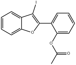 酢酸2-(3-ヨードベンゾフラン-2-イル)フェニル 化学構造式