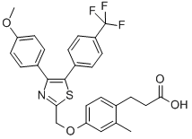 Benzenepropanoic acid, 4-[[4-(4-methoxyphenyl)-5-[4-(trifluoromethyl)phenyl]-2-thiazolyl]methoxy]-2-methyl- Structure