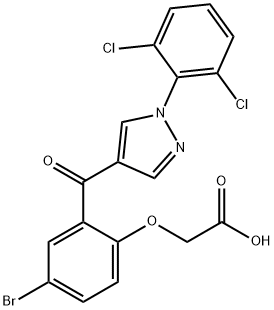 2-(4-BROMO-2-(1-(2,6-DICHLOROPHENYL)-1H-PYRAZOLE-4-CARBONYL)PHENOXY)ACETIC ACID 化学構造式
