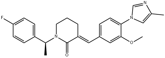 (E)-1-[(1S)-1-(4-Fluorophenyl)ethyl]-3-[3-methoxy-4-(4-methyl-1H-imidazol-1-yl)benzylidene]piperidin-2-one Struktur