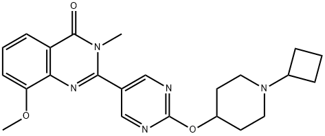 4(3H)-Quinazolinone,  2-[2-[(1-cyclobutyl-4-piperidinyl)oxy]-5-pyrimidinyl]-8-methoxy-3-methyl- 结构式