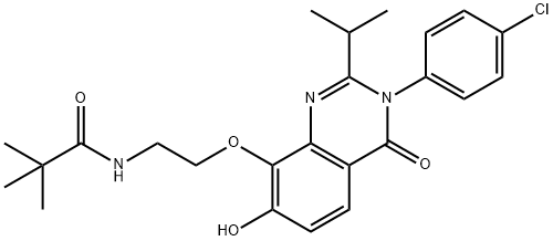 Propanamide,  N-[2-[[3-(4-chlorophenyl)-3,4-dihydro-7-hydroxy-2-(1-methylethyl)-4-oxo-8-quinazolinyl]oxy]ethyl]-2,2-dimethyl- 结构式