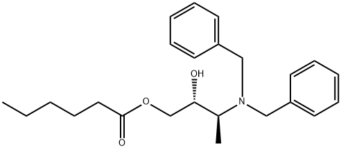 HEXANOIC ACID (2R,3S)-3-DIBENZYLAMINO-2-HYDROXYBUTYL ESTER 化学構造式
