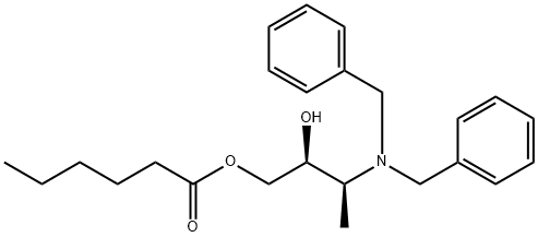 (2S,3S)-3-(ジベンジルアミノ)-2-ヒドロキシブチル ヘキサノアート 化学構造式