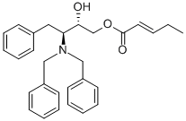 PENT-2-ENOIC ACID (2S,3S)-3-DIBENZYLAMINO-2-HYDROXY-4-PHENYLBUTYL ESTER 化学構造式