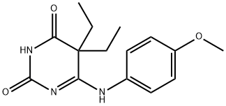 2,4(3H,5H)-Pyrimidinedione, 6-((4-methoxyphenyl)amino)-5,5-diethyl-,87215-90-5,结构式