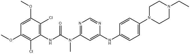 3-(2,6-Dichloro-3,5-dimethoxyphenyl)-1-[6-[[4-(4-ethylpiperazin-1-yl)phenyl]amino]pyrimidin-4-yl]-1-methylurea Structure