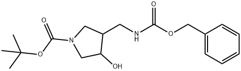 TERT-BUTYL 3-((BENZYLOXYCARBONYLAMINO)METHYL)-4-HYDROXYPYRROLIDINE-1-CARBOXYLATE|3-羟基-4-[[[[(苯基甲基)氧基]羰基]氨基]甲基]-1-吡咯烷羧酸叔丁酯