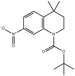 1(2H)-Quinolinecarboxylic acid, 3,4-dihydro-4,4-diMethyl-7-nitro-, 1,1-diMethylethyl ester Structure