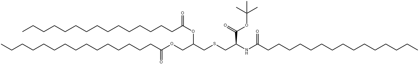 3-(3-tert-butoxy-3-oxo-2-palmitamidopropylthio)propane-1,2-diyl dipalmitate Struktur