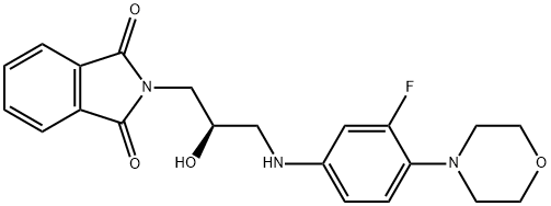 N-(3-フタルイミド-2-(R)-ヒドロキシプロピル)-3-フルオロ-4-(モルホリニル)アニリン 化学構造式