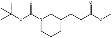 3-Piperidinepropanoic acid, 1-[(1,1-diMethylethoxy)carbonyl]-, Methyl ester 结构式
