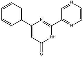 4-Hydroxy-6-phenyl-2-(pyrazin-2-yl)pyrimidine, 2-(4-Hydroxy-6-phenyl-1,3-diazin-2-yl)pyrazine Structure