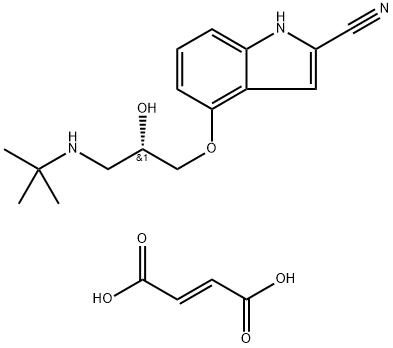 4-[3-[(1,1-Dimethylethyl)amino]-2-hydroxypropoxy]-1H-indole-2-carbonitrile  hemifumarate  salt 结构式
