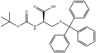 N-叔丁氧羰基-S-三苯甲基-D-半胱氨酸 结构式