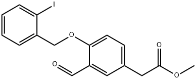 [3-烯醛-4-(2-碘苄氧基)苯基]乙酸甲酯,875050-49-0,结构式