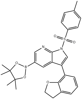 1H-吡咯并[2,3-B]吡啶,3-(2,3-二氢-7-苯并呋喃基)-1-[(4-甲基苯基)磺酰基]-5-(4,4,5,5-四甲基-1,3,2-二氧杂环戊硼烷-2-基)-, 875639-25-1, 结构式