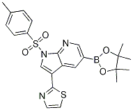 1H-Pyrrolo[2,3-b]pyridine, 1-[(4-Methylphenyl)sulfonyl]-5-(4,4,5,5-tetraMethyl-1,3,2-dioxaborolan-2-yl)-3-(2-thiazolyl)- Struktur
