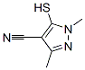 1H-Pyrazole-4-carbonitrile,  5-mercapto-1,3-dimethyl- 结构式