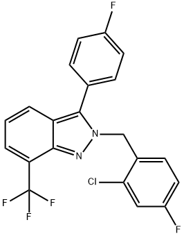 2-[(2-氯-4-氟苯基)甲基]-3-(4-氟苯基)-7-(三氟甲基)-2H-吲唑, 875787-07-8, 结构式