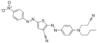 2-[[4-[butyl(2-cyanoethyl) amino]phenyl]azo-5-[(4-nitrophenyl)azo]-3-Thiophenecarbonitrile|2-[[4-[丁(2-氰基乙)氨基]苯基]偶氮基]-5-[(4-硝基苯)偶氮基]-3-氰基噻吩