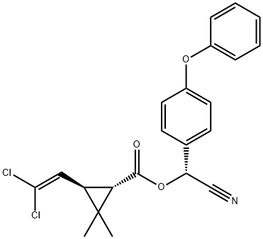 (1S,3R)-CYANO(4-PHENOXYPHENYL)METHYL 3-(2,2-DICHLOROVINYL)-2,2-DIMETHYL CYCLOPROPANECARBOXYLATE 结构式
