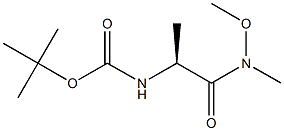 N-(tert-ブトキシカルボニル)-L-アラニンN'-メトキシ-N'-メチルアミド 化学構造式