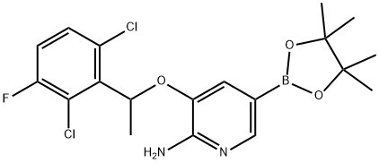 3-[1-(2,6-dichloro-3-fluorophenyl)ethoxy]-5-
(tetraMethyl-1,3,2-dioxaborolan-2-yl)pyridin-2-
aMine 化学構造式