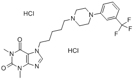 7-(5-(4-(m-Trifluoromethylphenyl)-1-piperazinyl)pentyl)theophylline di hydrochloride Struktur