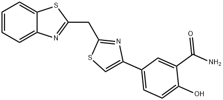 5-(2-(苯并[D]噻唑-2-基甲基)噻唑-4-基)-2-羟基苯甲酰胺 结构式