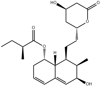 (2S)-2-Methylbutanoic Acid (1S,6R,7R,8S,8aR)-1,2,6,7,8,8a-Hexahydro-6-hydroxy-7-Methyl-8-[2-[(2R,4R)-tetrahydro-4-hydroxy-6-oxo-2H-pyran-2-yl]ethyl]-1-naphthalenyl Ester 化学構造式