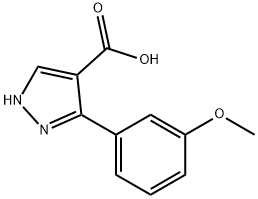3-(3-メトキシフェニル)-1H-ピラゾール-4-カルボン酸 化学構造式