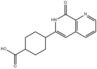 4-(8-ヒドロキシ-1,7-ナフチリジン-6-イル)シクロヘキサンカルボン酸 化学構造式