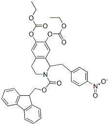 880475-00-3 2(1H)-Isoquinolinecarboxylic  acid,  6,7-bis[(ethoxycarbonyl)oxy]-3,4-dihydro-1-[(4-nitrophenyl)methyl]-,  9H-fluoren-9-ylmethyl  ester