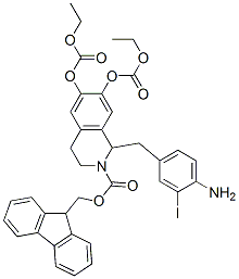 2(1H)-Isoquinolinecarboxylic  acid,  1-[(4-amino-3-iodophenyl)methyl]-6,7-bis[(ethoxycarbonyl)oxy]-3,4-dihydro-,  9H-fluoren-9-ylmethyl  ester,880475-02-5,结构式