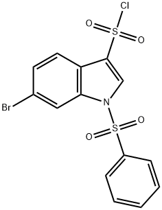 6-ブロモ-1-フェニルスルホニル-3-クロロスルホニルインドール 化学構造式
