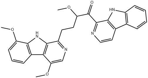 4-(4,8-Dimethoxy-9H-pyrido[3,4-b]indol-1-yl)-2-methoxy-1-(9H-pyrido[3,4-b]indol-1-yl)-1-butanone,88142-61-4,结构式